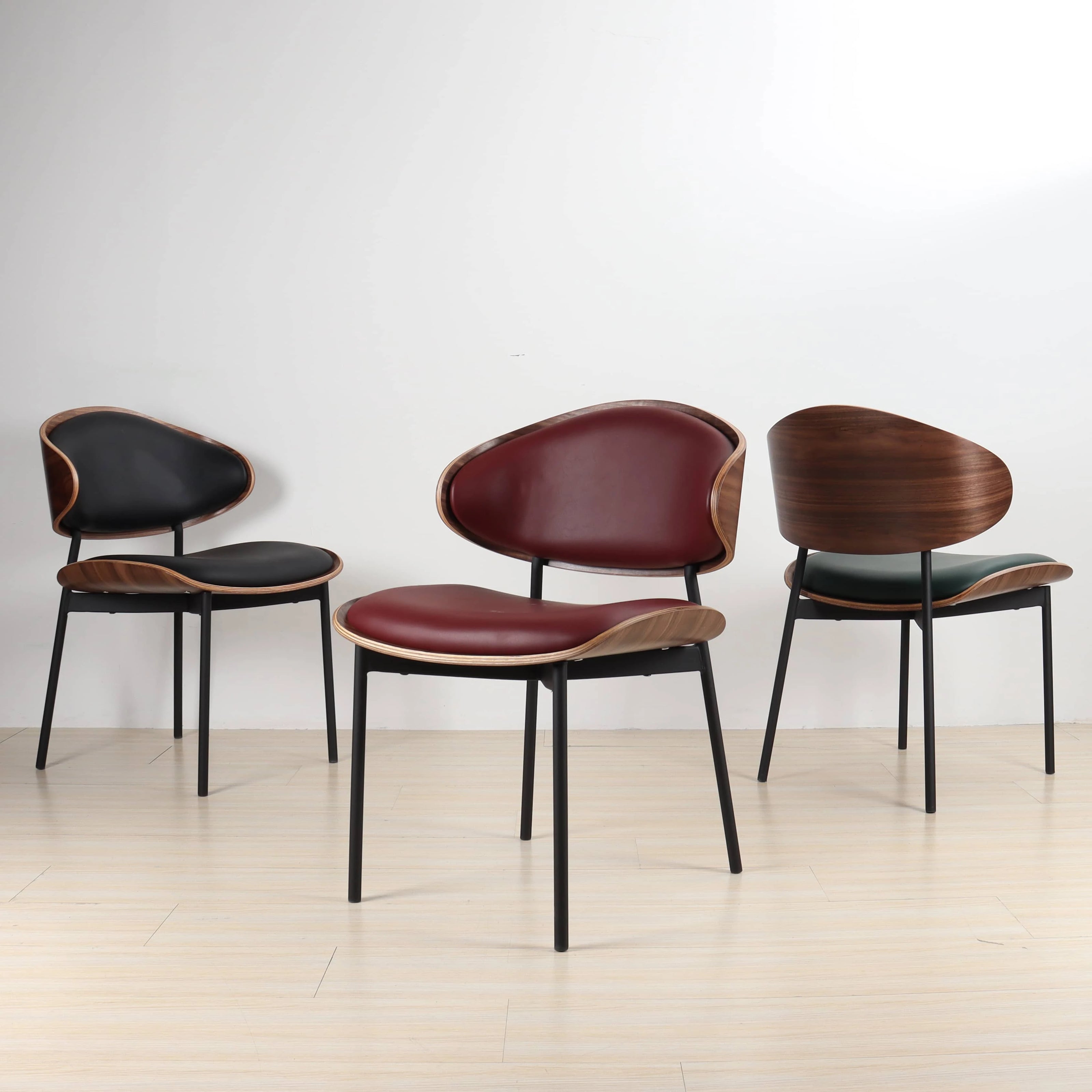 Puwabi X6202 walnut bentwood contract dining chair with curved wooden back and seat, designed for commercial dining spaces.