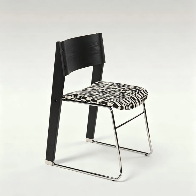 Puwabi X6210 architectural dining chair with mixed-material design, modern style, and cushioned seat, suitable for contract dining spaces.