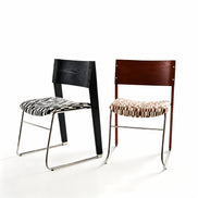 Puwabi X6210 architectural mixed-material dining chair with modern design, featuring a sleek seat and sturdy legs.