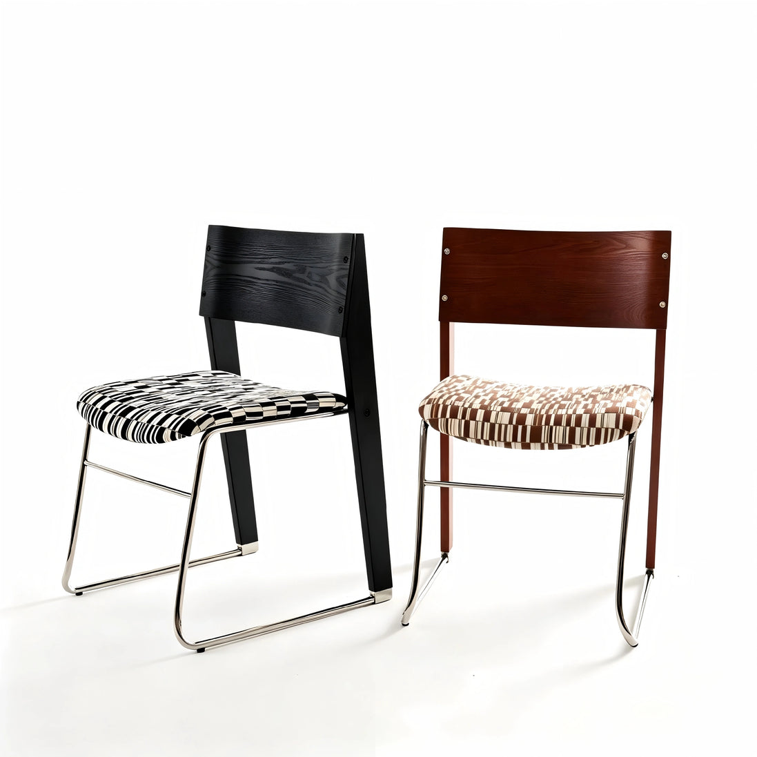 Puwabi X6210 architectural mixed-material dining chair with modern design, featuring a sleek seat and sturdy legs.