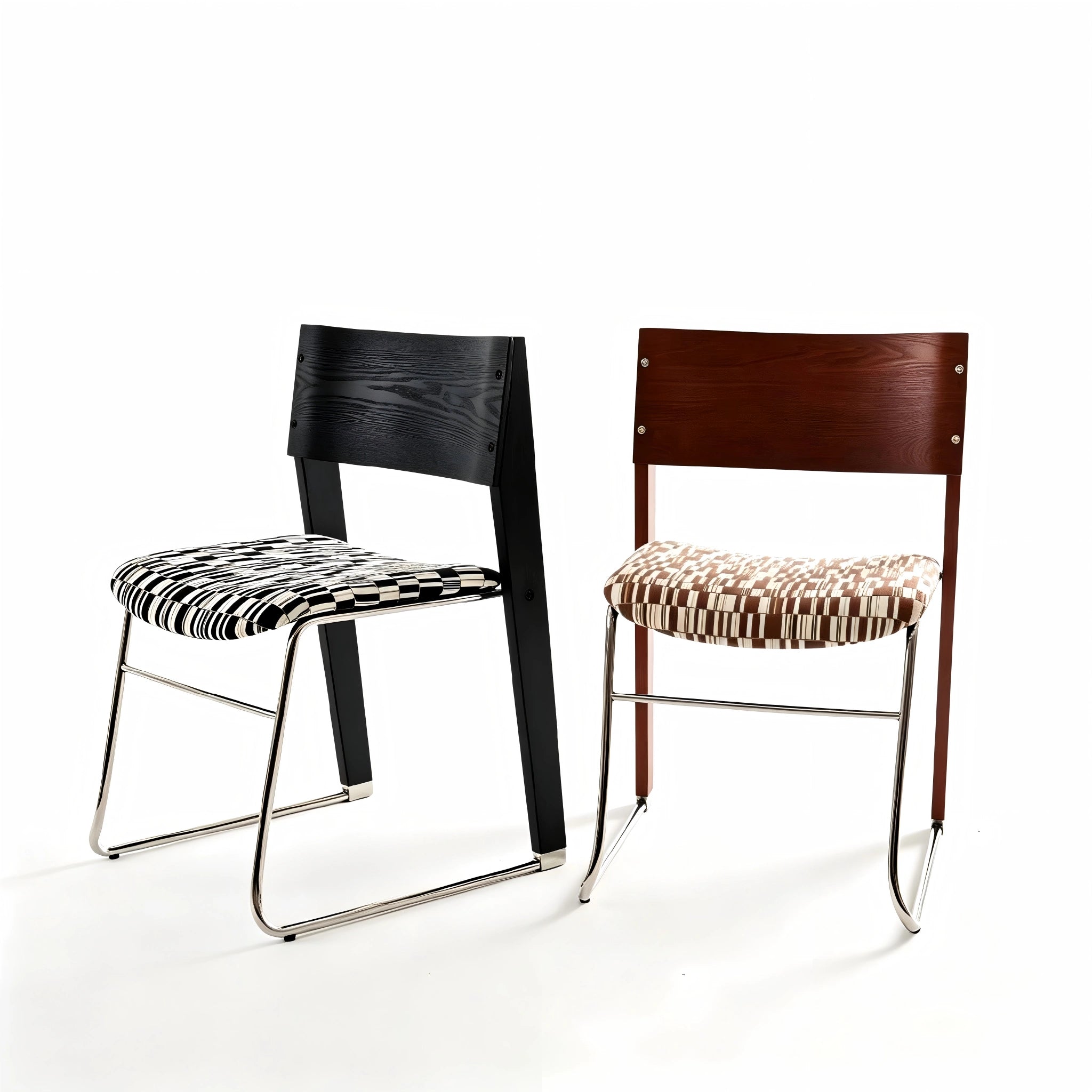 Puwabi X6210 architectural mixed-material dining chair with modern design, featuring a sleek seat and sturdy legs.