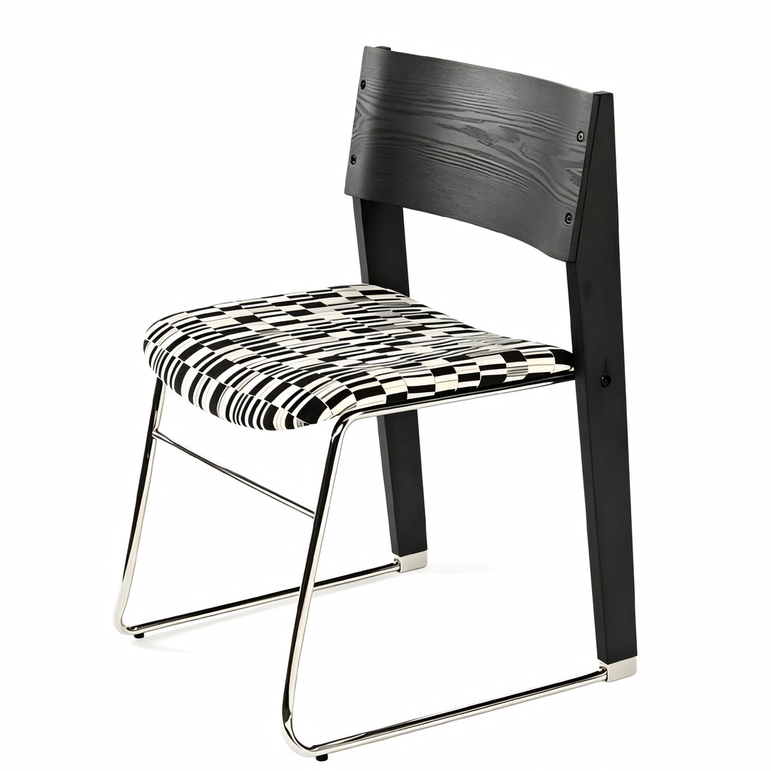 Puwabi X6210 architectural mixed-material dining chair, modern design with wooden and metal elements, suitable for contract dining spaces