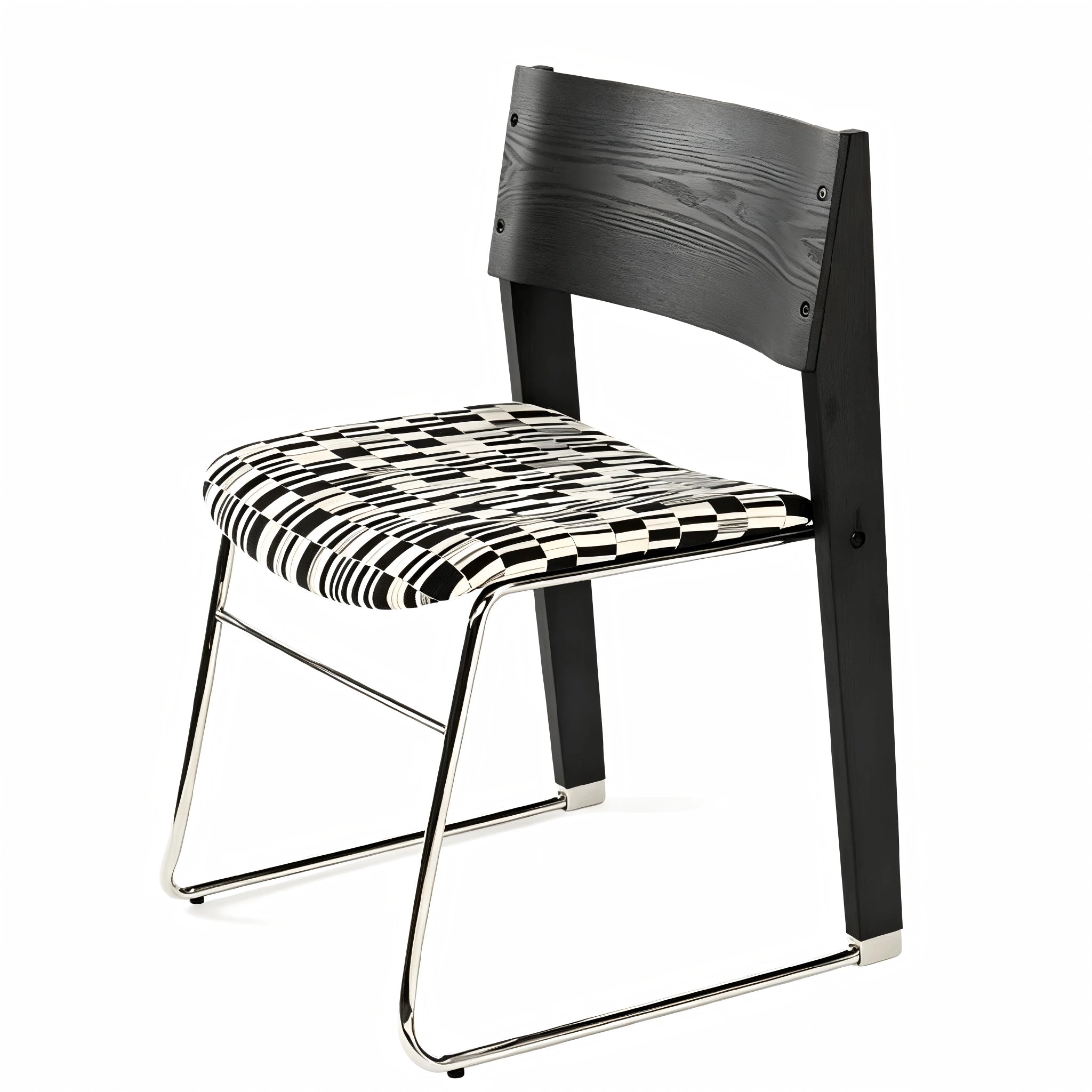 Puwabi X6210 architectural mixed-material dining chair, modern design with wooden and metal elements, suitable for contract dining spaces