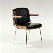 Puwabi X6144 Bauhaus tubular steel dining chair with sleek modern design, stackable for contract dining settings.