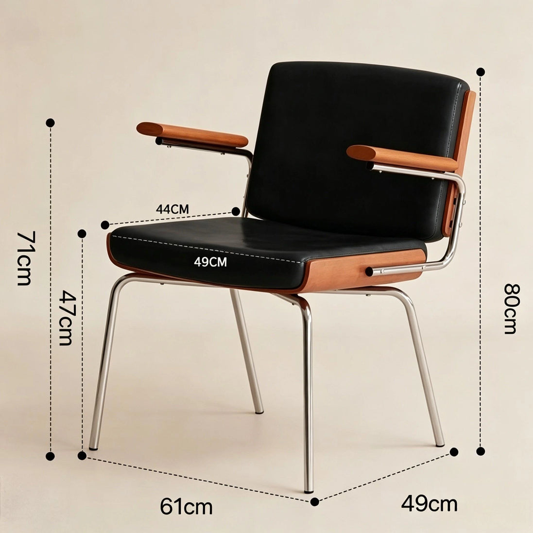 Puwabi X6144 Bauhaus tubular steel dining chair with sleek design, ideal for modern contract dining spaces.