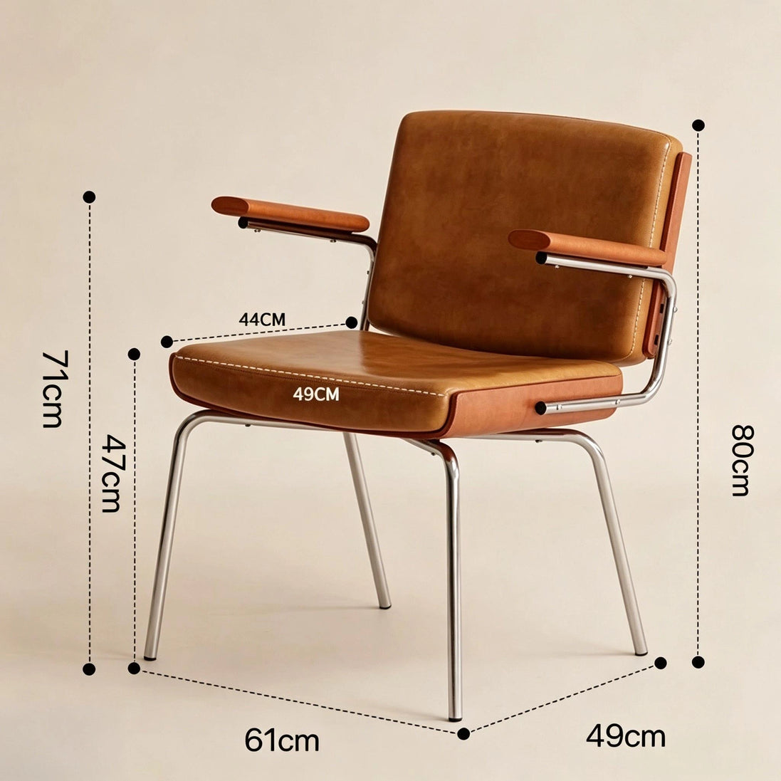 Puwabi X6144 Bauhaus tubular steel contract dining chair with sleek design, shown in dark finish, ideal for commercial dining spaces.