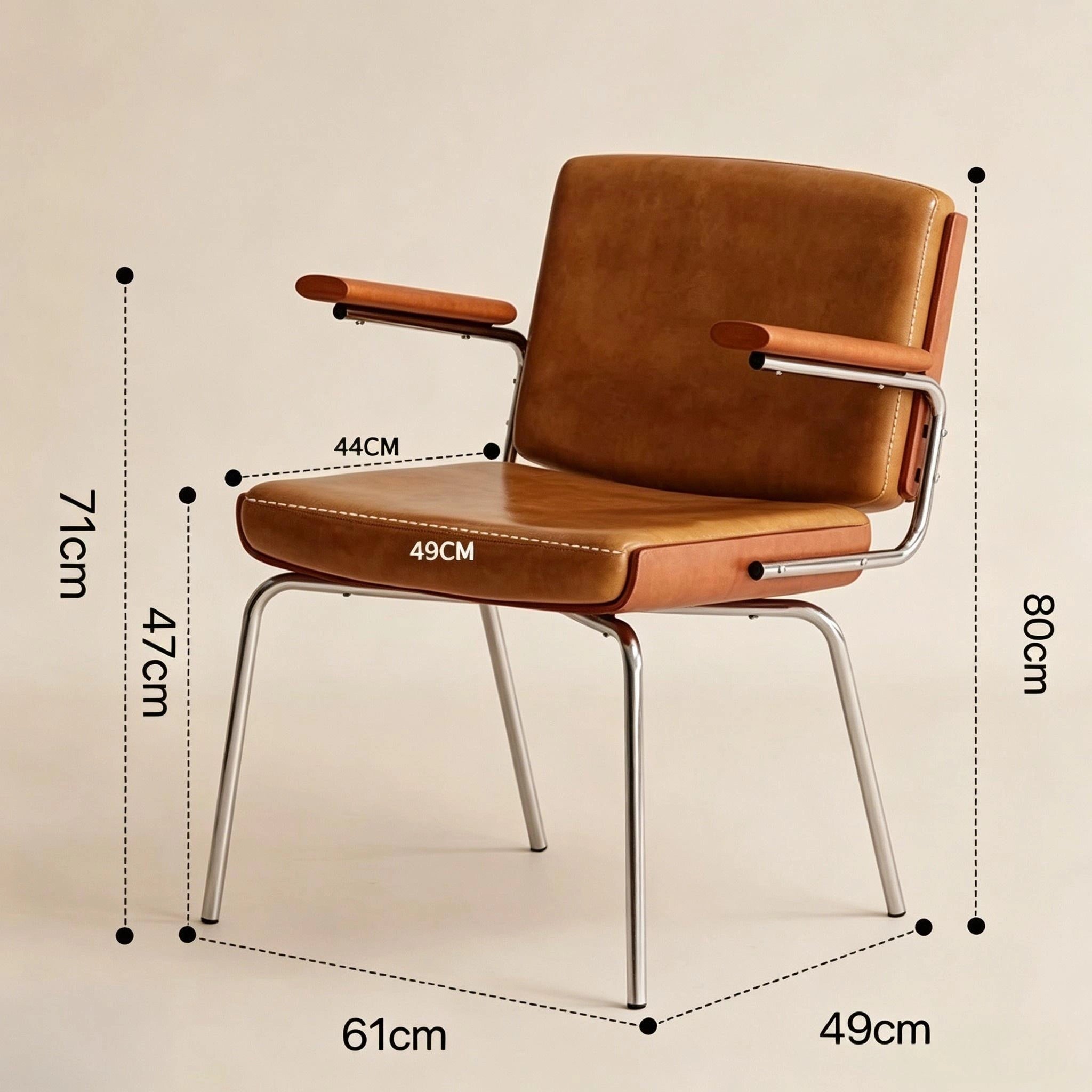 Puwabi X6144 Bauhaus tubular steel contract dining chair with sleek design, shown in dark finish, ideal for commercial dining spaces.