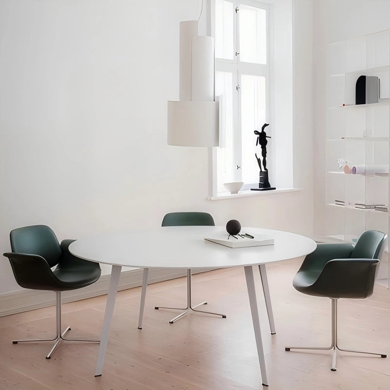 Puwabi X6049 sculptural leisure chair with smooth curves and modern design, showcased from a side angle.