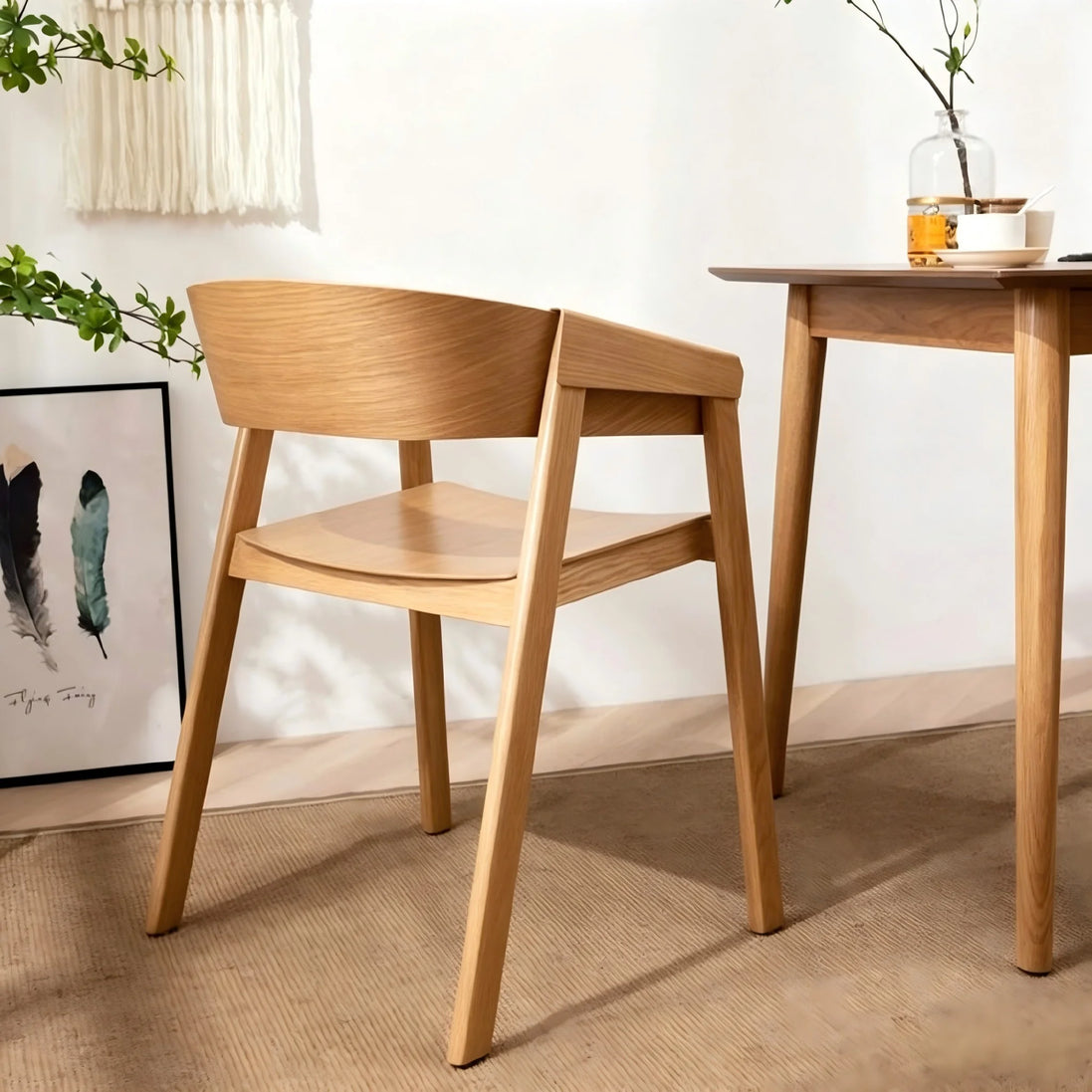 Puwabi X3026 minimalist wooden contract dining chair with sleek design and smooth finish, ideal for modern dining spaces.