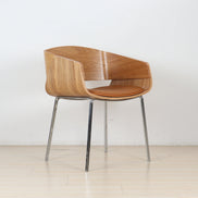Puwabi X6057 mid-century bentwood dining chair with wooden frame and cushioned seat, modern design for dining rooms