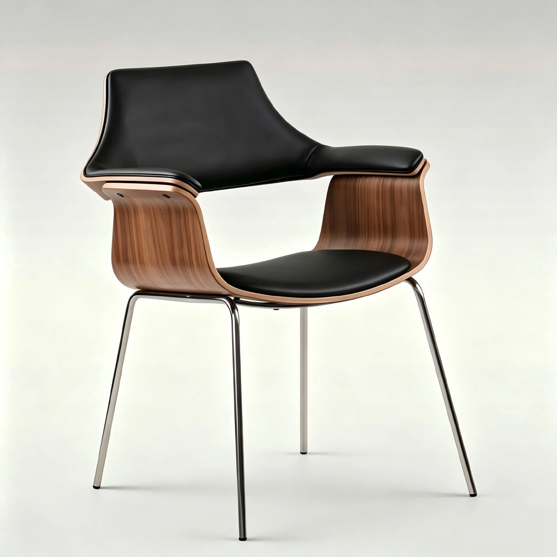 Puwabi X6119 sculptural bentwood contract dining armchair with curved wooden frame and upholstered seat, designed for contract use.