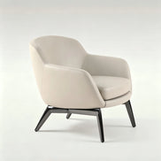 Beige armchair with black legs on a white background
