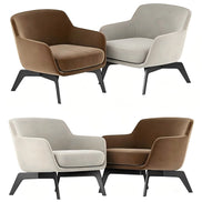 Four modern armchairs in different colors on a white background